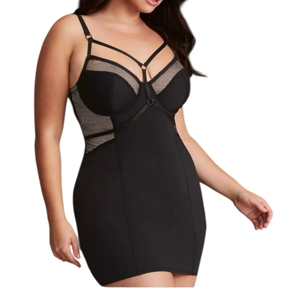 Torrid O Ring Strappy Underwire Black Chemise 1